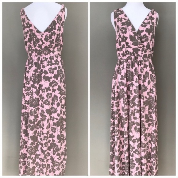 GARNET HILL soft floral pink gray maxi dress, S. - Picture 5 of 11